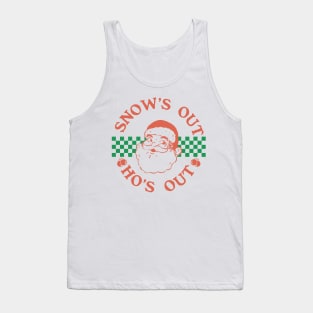 Snow's Out Ho's Out Retro Groovy Design of Santa Claus Tank Top